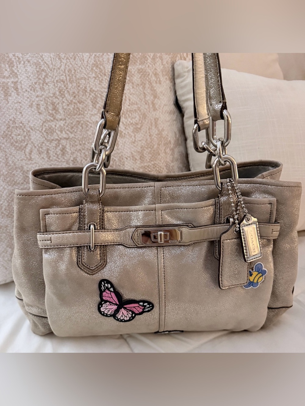 COACH Chelsea Jayden Custom Carryall Champagne Gold Metallic